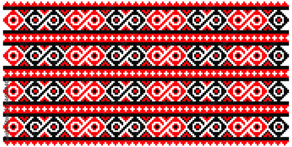 Traditional Romanian folk art knitted embroidery pattern
Traditional Romanian folk art knitted embroidery pattern