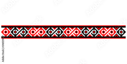 Traditional Romanian folk art knitted embroidery pattern

