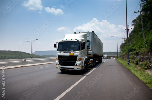 truck transportation on highway for delivery cargo logistic industry for transfer goods product