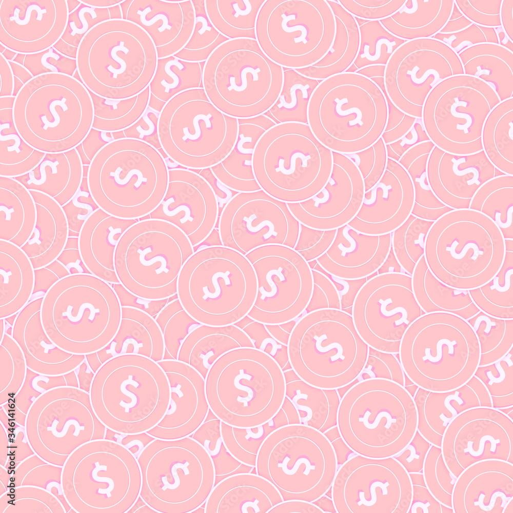 American dollar copper coins seamless pattern. Mar American dollar copper coins seamless pattern. Mar