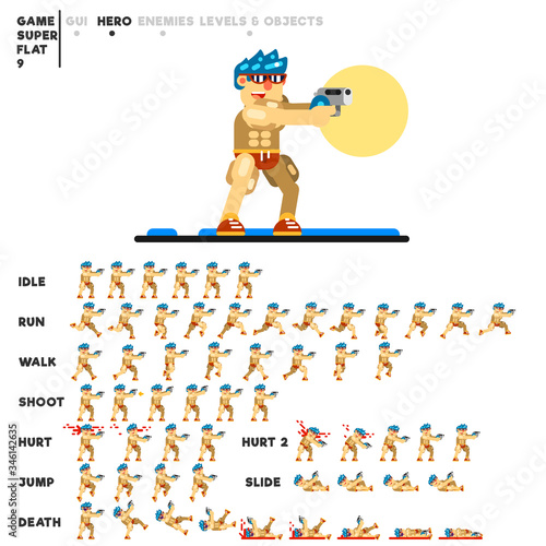 Animation of a guy with a pistol for creating a video game