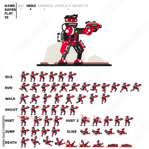 Animation of an advanced soldier with a pistol for creating a video game