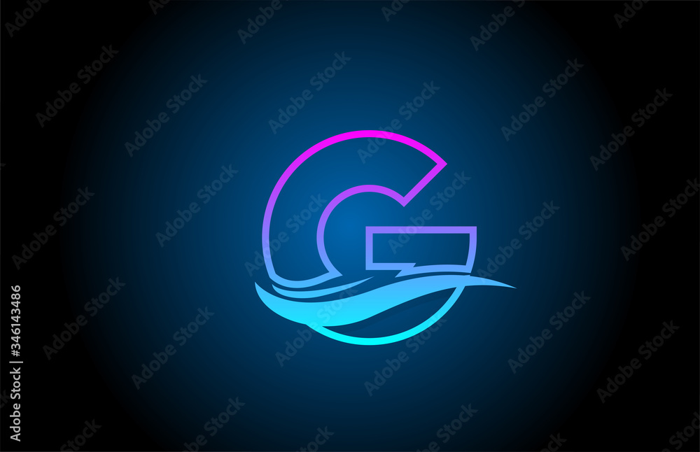 Obraz premium G blue and pink alphabet letter logo icon for business and company with simple line design