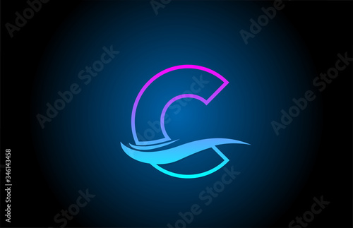 C blue and pink alphabet letter logo icon for business and company with simple line design
