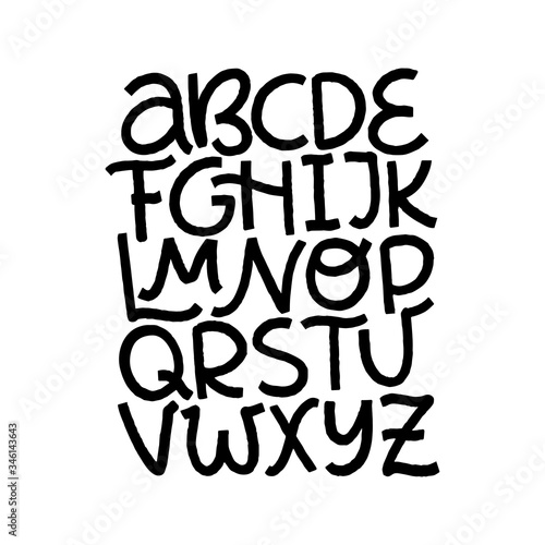 Cartoon English alphabet. Fun modern vector illustration
