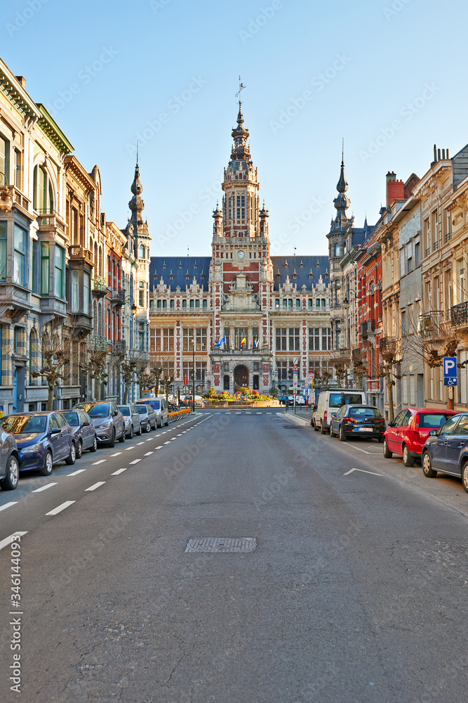 The Royal Saint-Marie street and the communal house at Schaerbeek