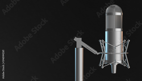 Retro aluminium microphone. 3d render © Michal Šteflovič