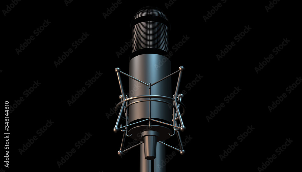 Retro aluminium microphone. 3d render Retro aluminium microphone. 3d render
