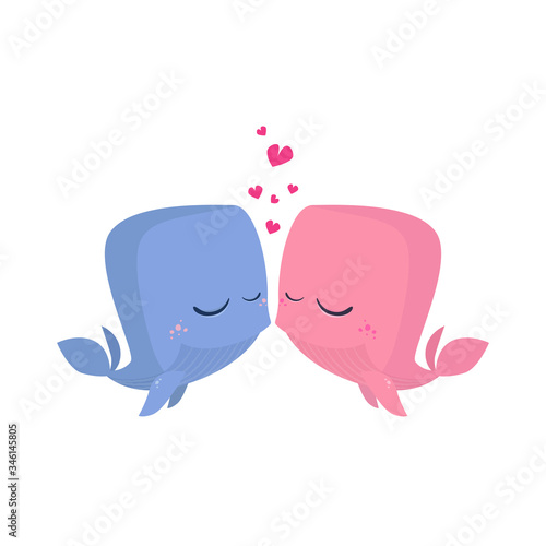 Cute whales kissing. Dating, romantic, together. Can be used for topics like love, Valentines day, mammal