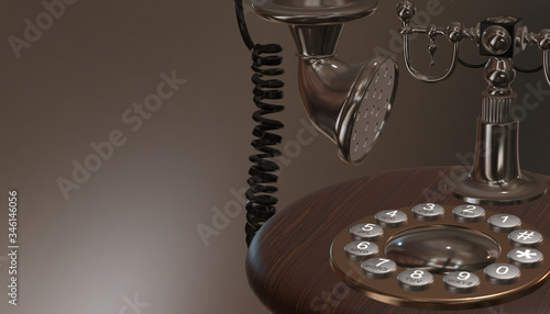 Old vintage phone, 3d render photo