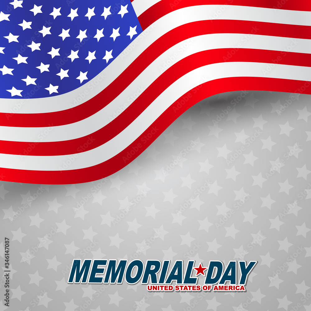 Memorial Day banner. Remember and honor. Waving USA flag. National celebration concept. Vector illustration. Memorial Day banner. Remember and honor. Waving USA flag. National celebration concept. Vector illustration.