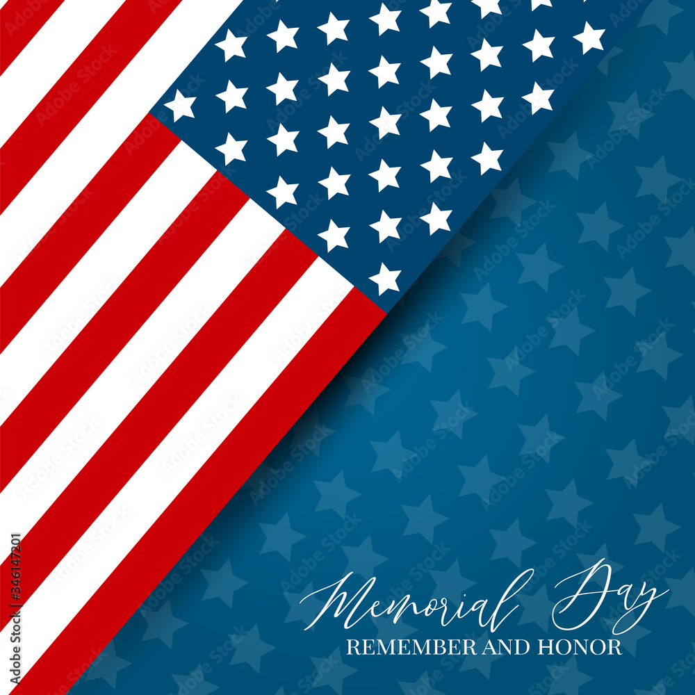 Memorial Day banner. USA flag. Remember and honor. National celebration concept simple design. Vector illustration. Memorial Day banner. USA flag. Remember and honor. National celebration concept simple design. Vector illustration.