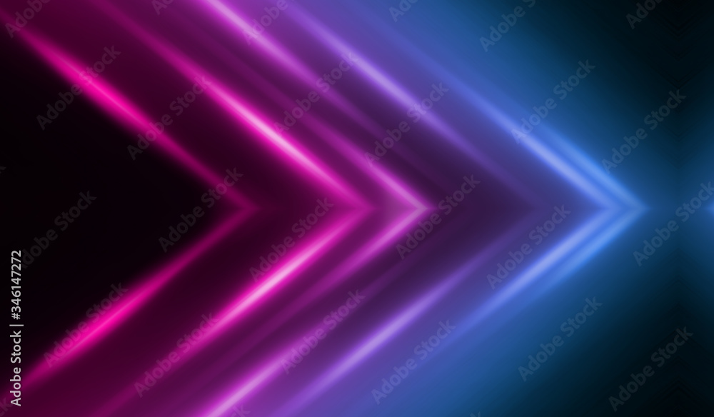 Abstract dark background with blue and pink neon glow. Neon light lines, waves. Abstract dark background with blue and pink neon glow. Neon light lines, waves.