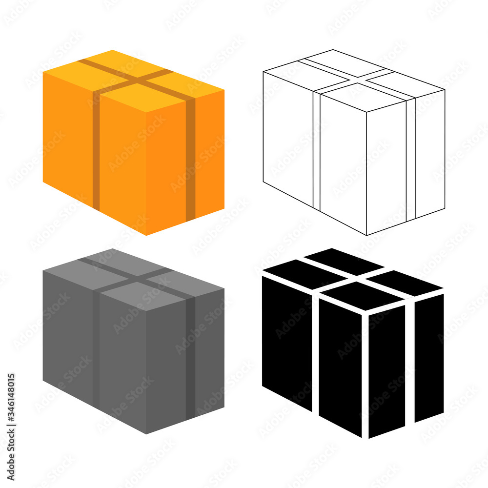 Box set. Cardboard box. The package. Vector illustration isolated on a white background for design and web.