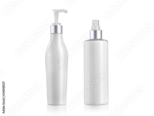 Cosmetic bottles containers blank on white background