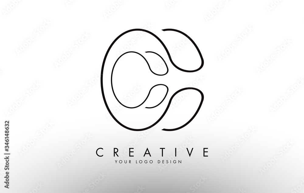 Oultine Monogram CC C C Letters Logo Design.