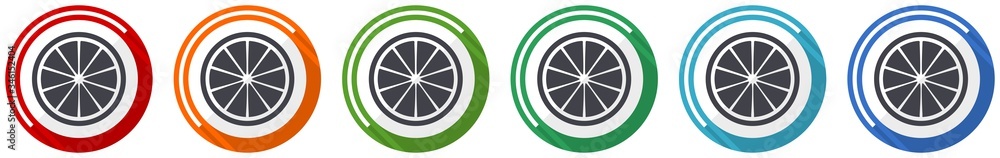 Lemon icon set, fruit, fresh citrus flat design vector illustration in 6 colors options for webdesign and mobile applications Lemon icon set, fruit, fresh citrus flat design vector illustration in 6 colors options for webdesign and mobile applications