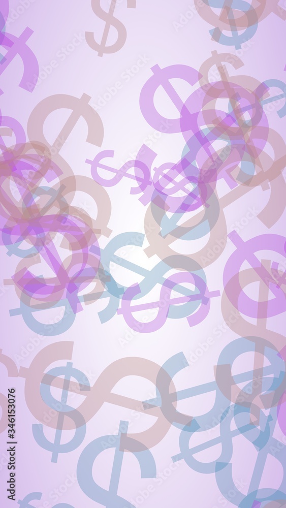 Multicolored translucent dollar signs on white background. Red tones. 3D illustration Multicolored translucent dollar signs on white background. Red tones. 3D illustration