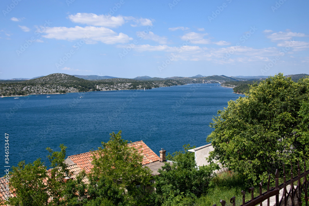 Views from the cemetery, Sibenik, Croatia, Europe, situated next to the mouth of the Krka river on the Adriatic sea coast