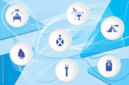 Poster with Set of travel and camping equipment icons