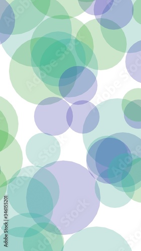 Multicolored translucent circles on a white background. 3D illustration