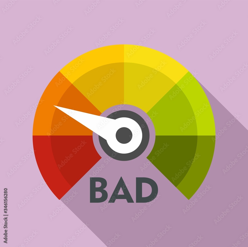 Bad credit score icon. Flat illustration of bad credit score vector icon for web design Bad credit score icon. Flat illustration of bad credit score vector icon for web design