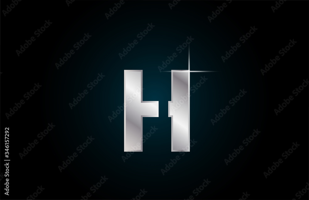 H silver metal alphabet letter logo icon for business and company with spark design H silver metal alphabet letter logo icon for business and company with spark design