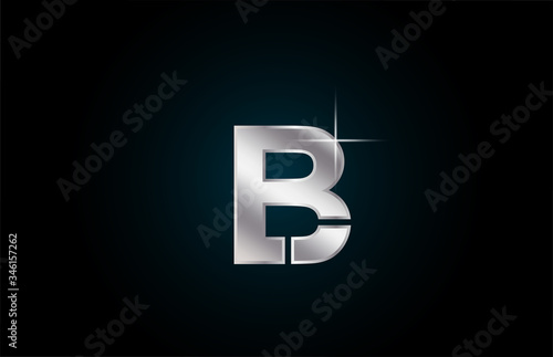 Free Download B silver metal alphabet letter logo icon for business and company with spark design - GFXLoad