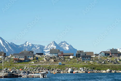Village with colorful houses in Greenland photo