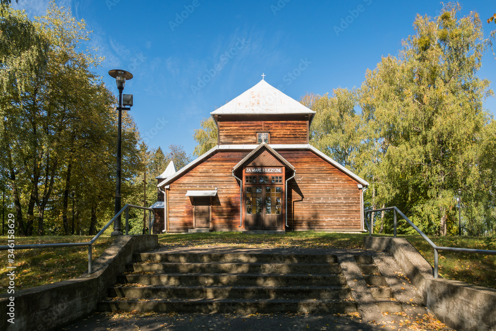 Wooden church in Monkinie near Augustow, Podlaskie, Poland