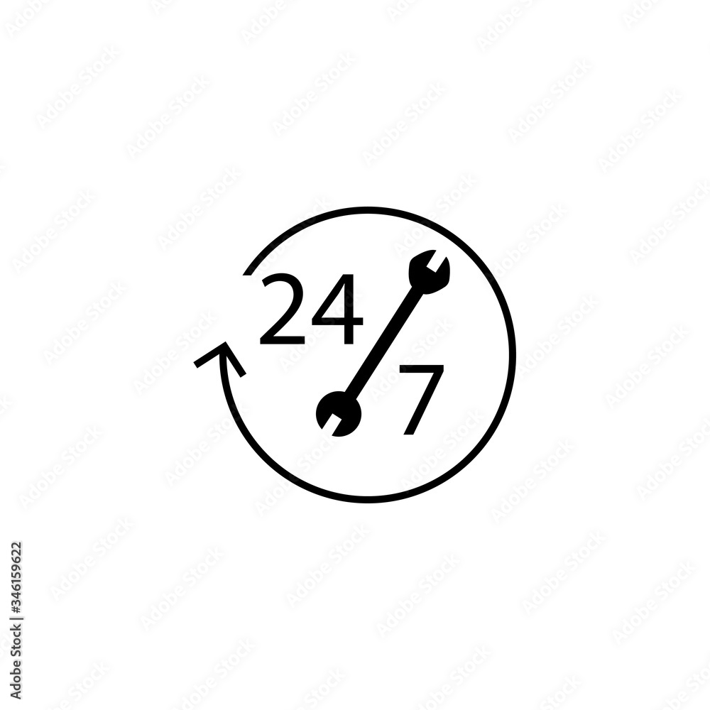 Twenty by seven and wrench sign. Service support eps ten Twenty by seven and wrench sign. Service support eps ten