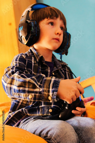 boy gamer, playing with video games