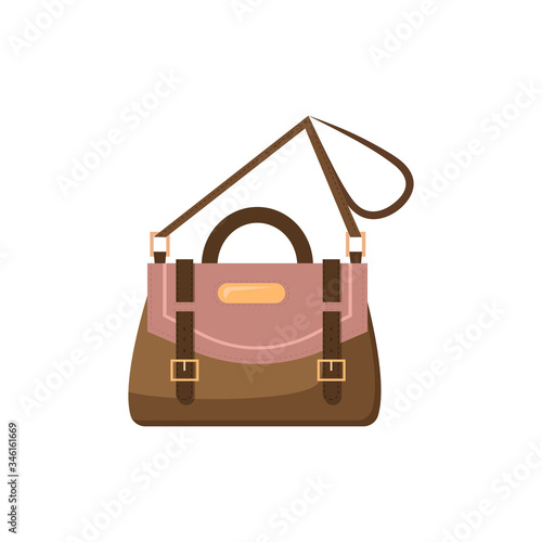 Pink and brown hand bag illustration. Shopping, accessory, bag. Fashion concept. illustration can be used for topics like clothing, fashion, advertisement, shopping