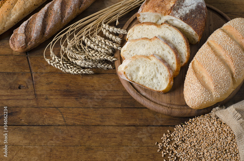 Top view on bread products
