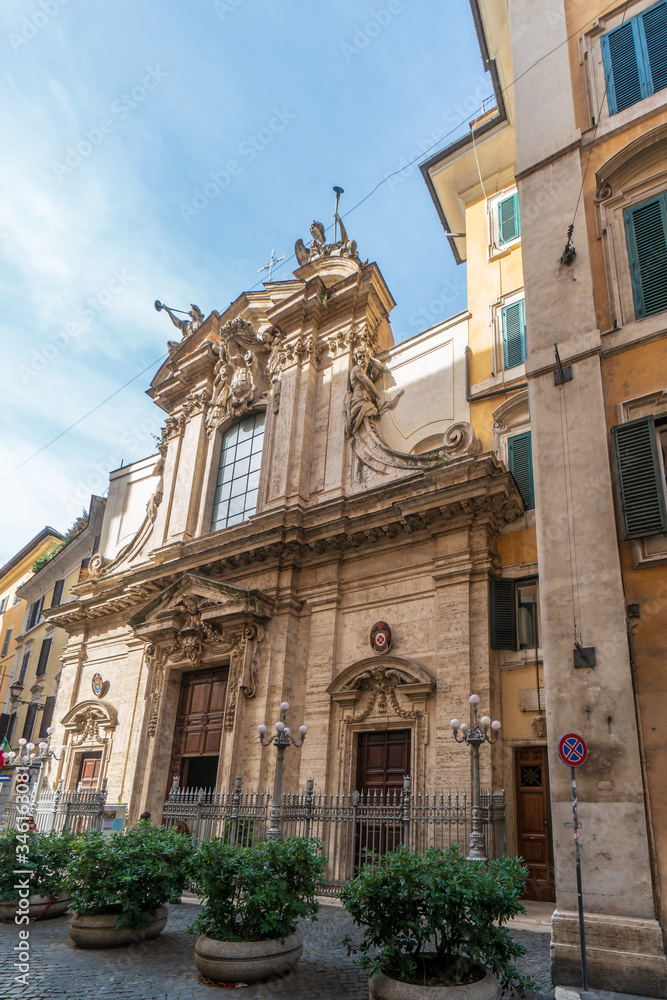 Naklejka premium Saint Anthony in Campo Marzio, a Baroque Roman Catholic church, the national church of the Portuguese community in Rome, Italy