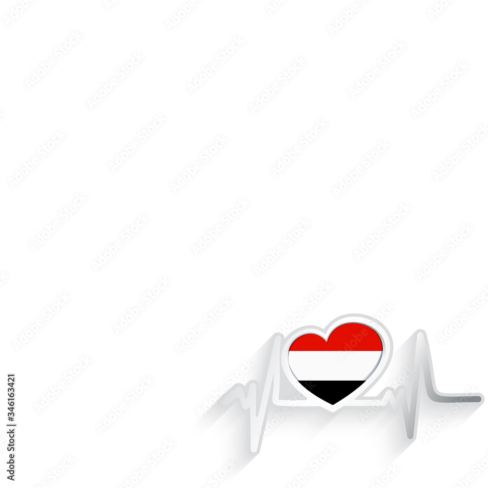 Yemen flag heart shaped isolated on white Yemen flag heart shaped isolated on white