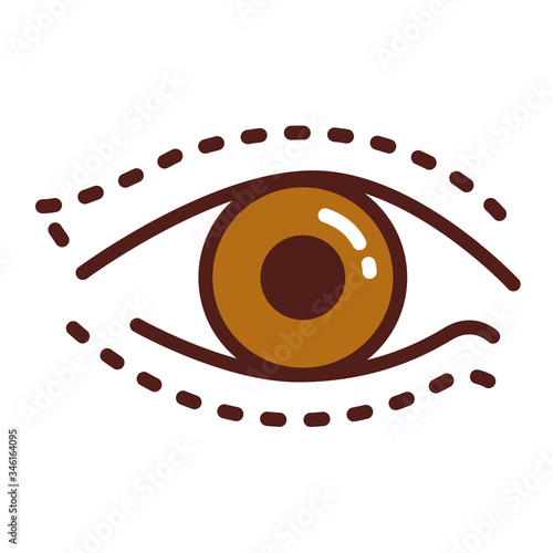 Blepharoplasty color line icon. Eye shape change cosmetic surgery. Isolated vector element. Outline pictogram for web page, mobile app, promo.