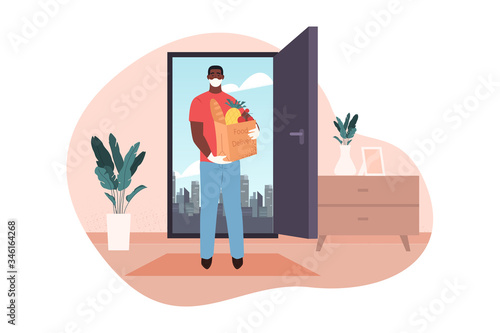 Home, food delivery, quarantine, 2019ncov, infection, covid19, coronavirus concept