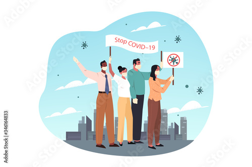 Healthcare, protest, covid19, infection, 2019ncov, coronavirus, protection concept