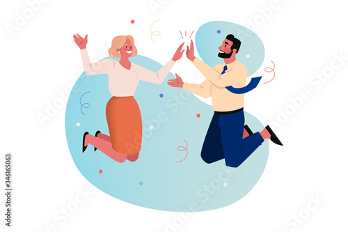Jumping people, success, winning, team, business concept