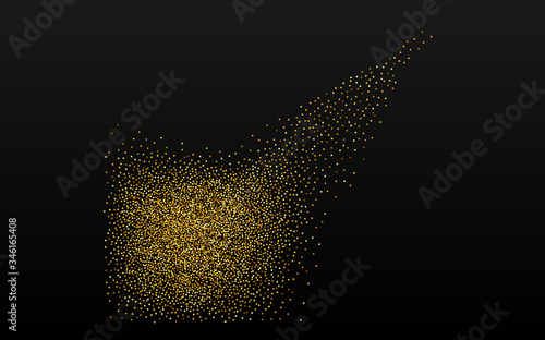 Gold Glow Festive Black Background. Falling Shine 