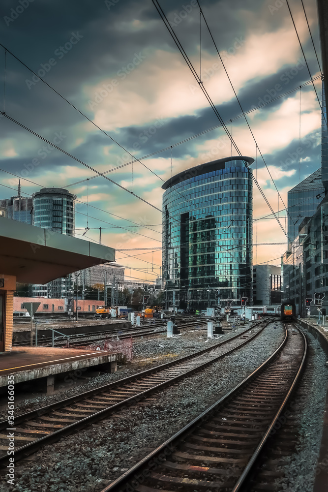 Fototapeta premium Train Station in he middle of Blegium