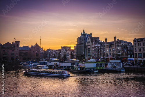 Sunset in Amsterdam canals