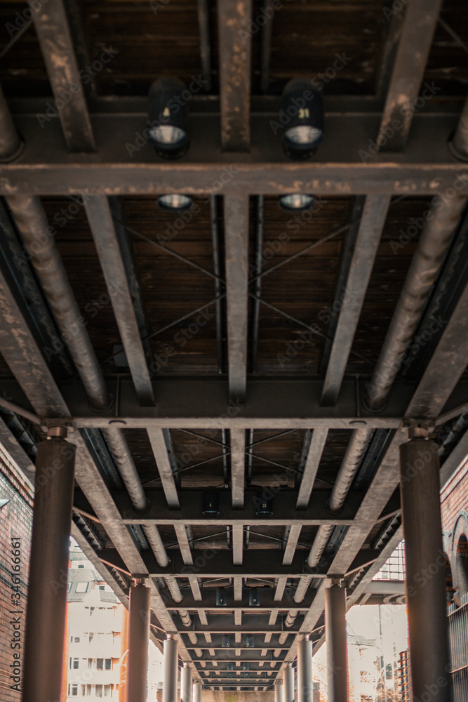 underside of bridge with steel beams underside of bridge with steel beams