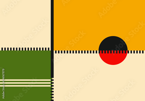 Abstract geometric pattern banner Bauhaus design
