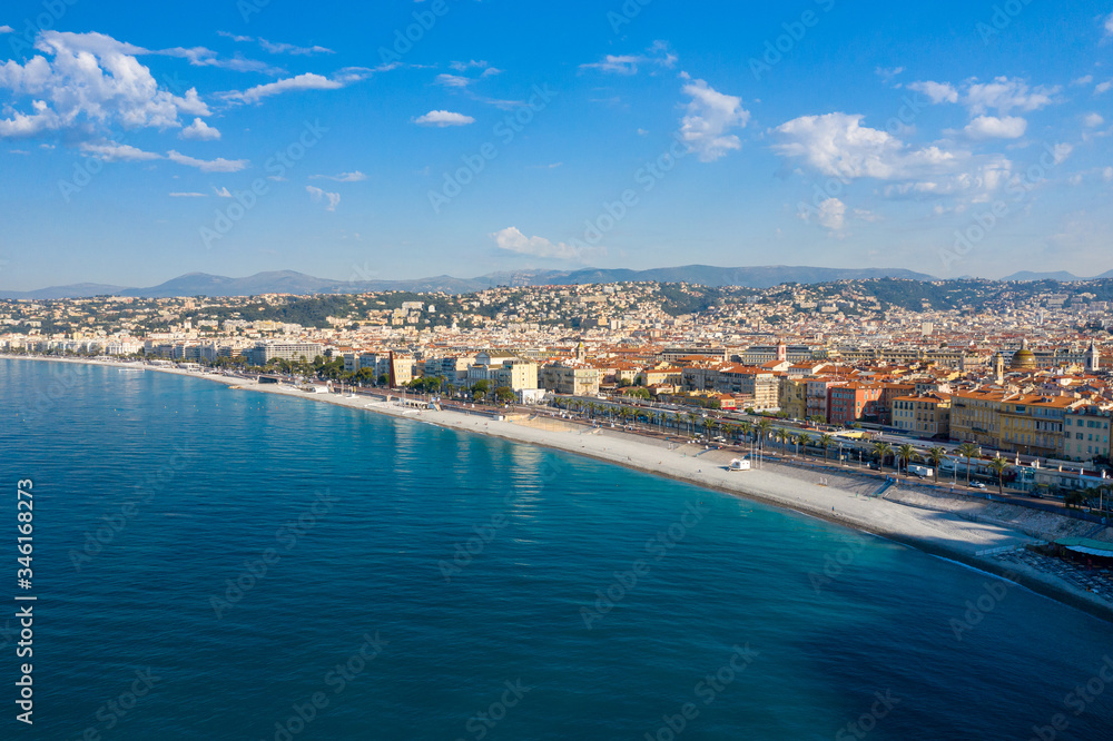 Aerial view of French Riviera coast near of Nice, Cote d'Azur, France, Europe.