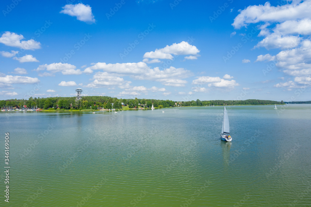 Obraz premium Aerial view of Wdzydze Landscape Park. Kashubian Landscape Park. Kaszuby. Wdzydze Kiszewskie. Poland. Bird eye view.
