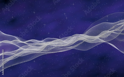 Abstract purple-blue starry background. White cyberspace grid. hi tech network. Outer space. Starry outer space texture. Deep space. Universe. 3D illustration © Plastic man