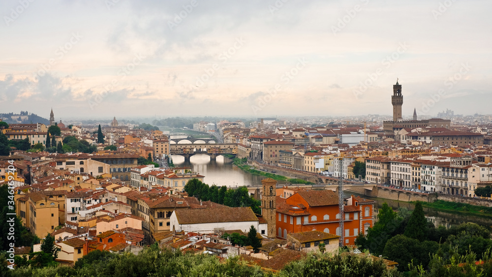Panorama of Florence with a view of the bridge