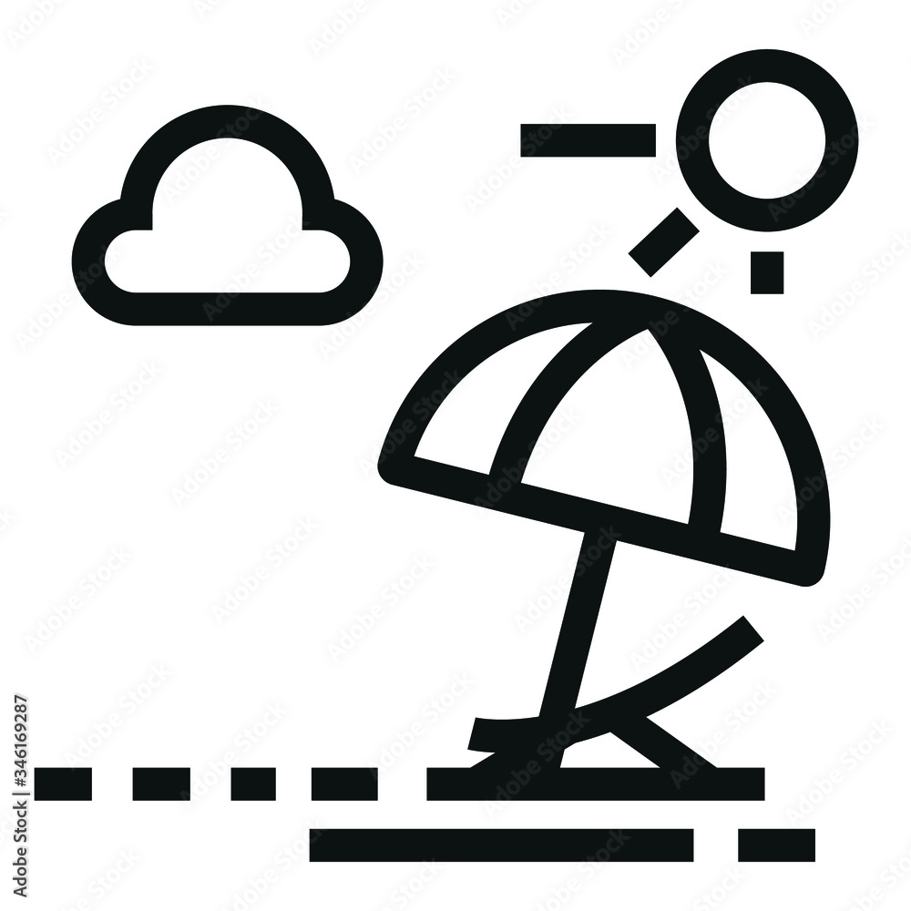 Beach vacation black icon on white background Beach vacation black icon on white background